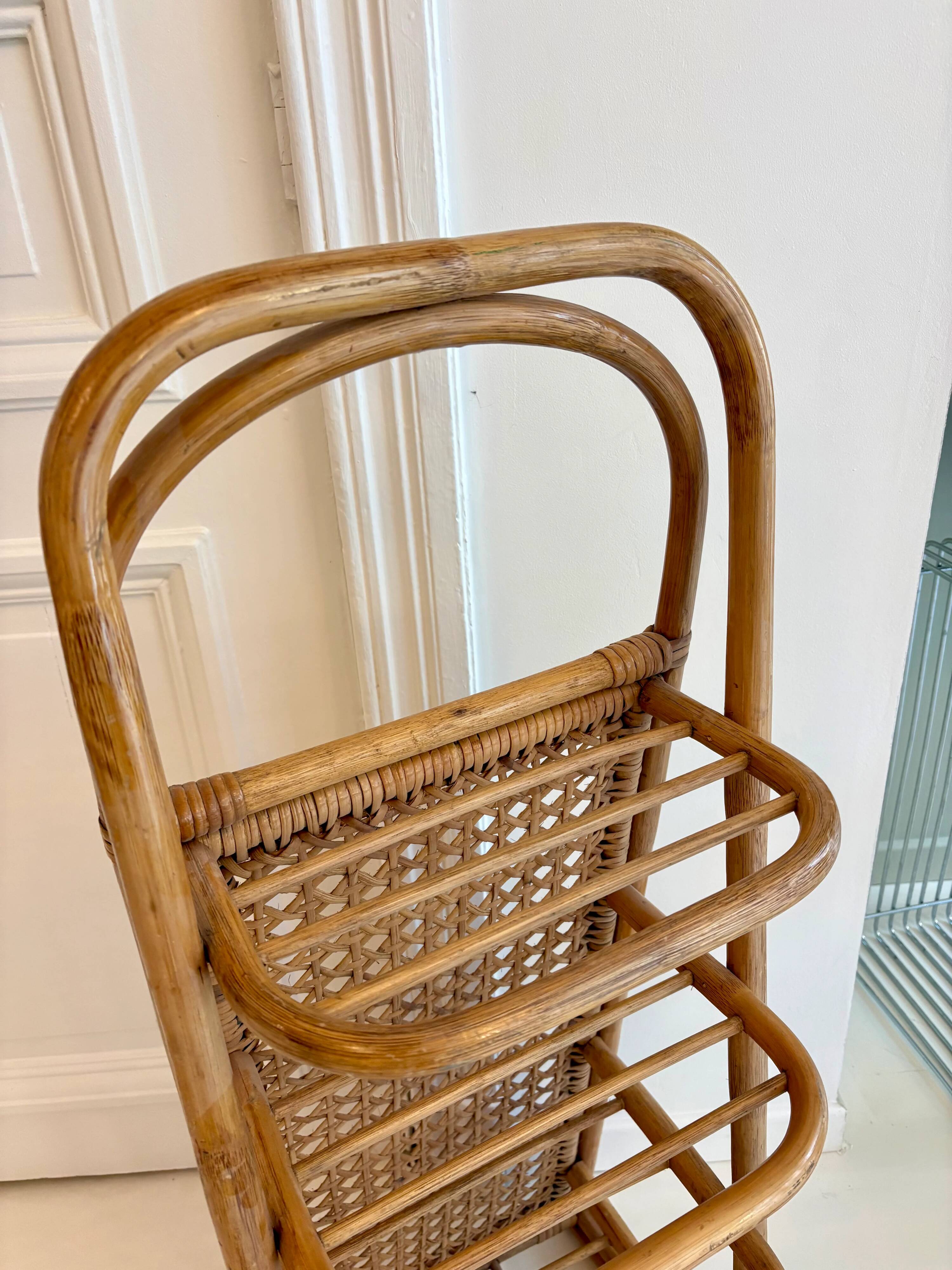 Vintage rattan and cane shelf – 1970s