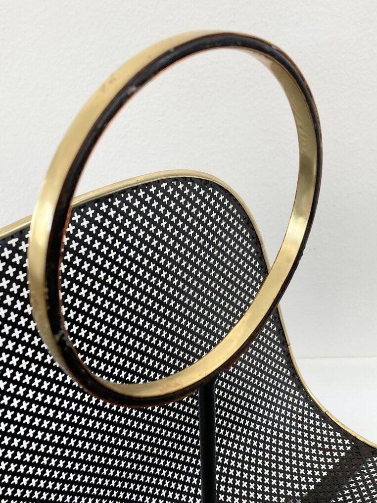 Magazine Rack • Perforated Metal • Brass • 1950