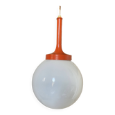 Lampe luminaire suspension boule en opaline orange rétro