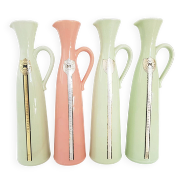 4 bottles ceramic vases cherry brandy georges monin 1950 vintage 50s 5