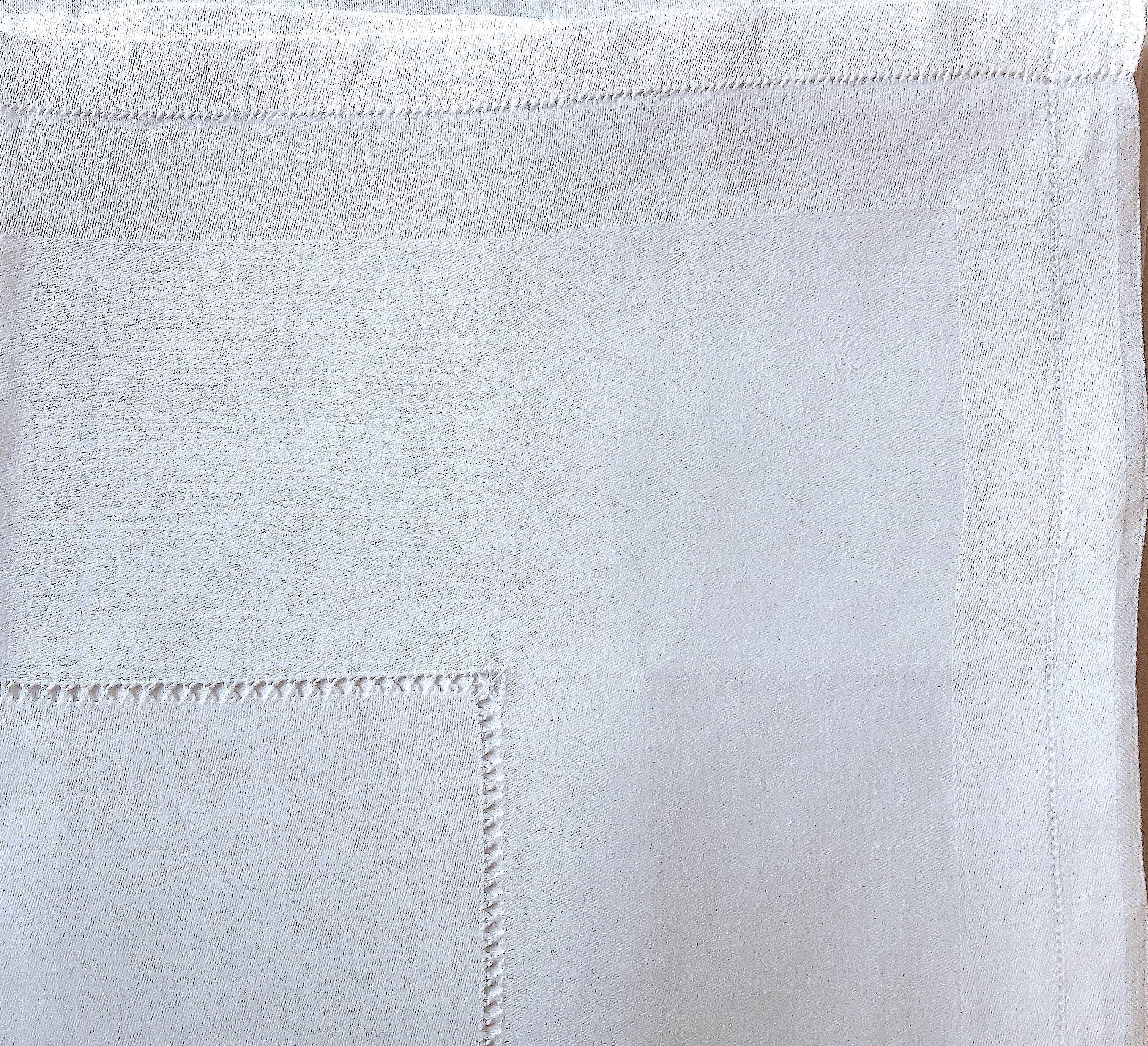 Set of 8 satin damask tablecloths, 19th, monogrammed "BG"