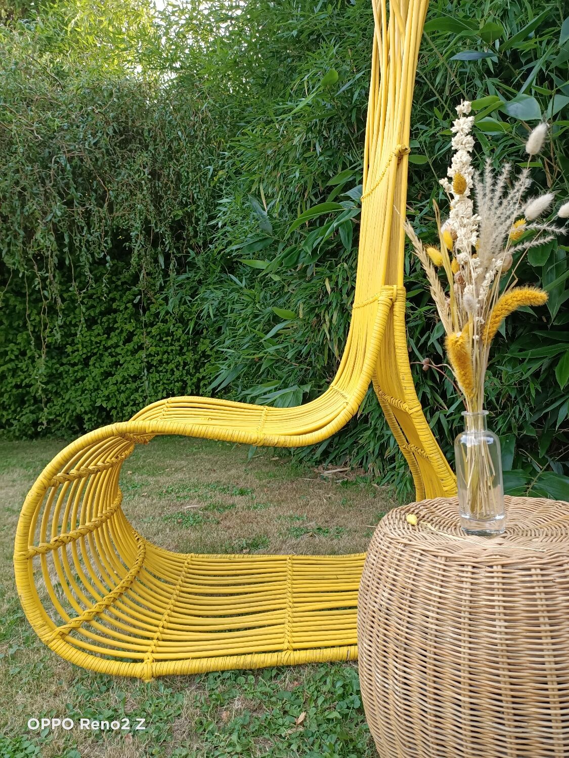 Yellow armchair"wave" rattan