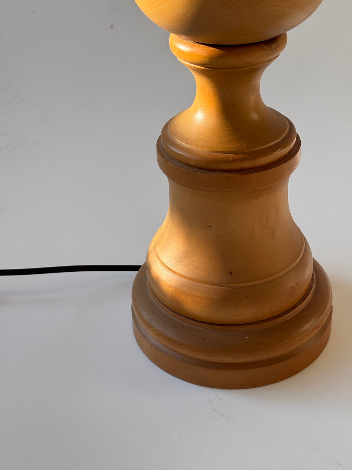 Turned wooden table lamp