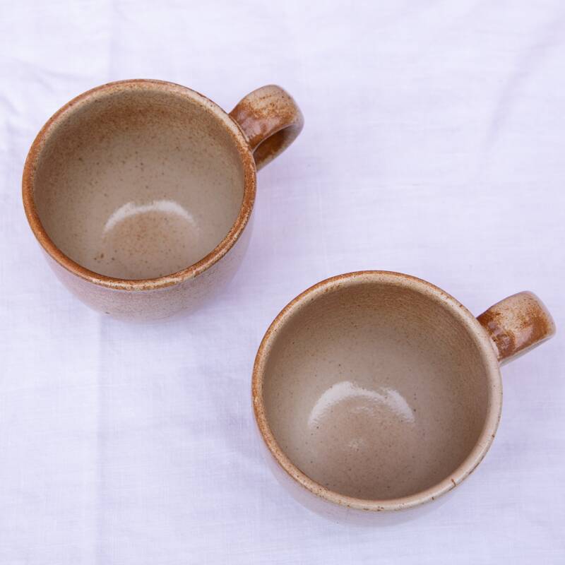 2 cups and their saucer, stoneware from France
