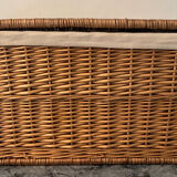 Woven wicker vintage suitcase