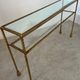 Antique console table in twisted gilded brass and glass Italian design from the 60s vintage table