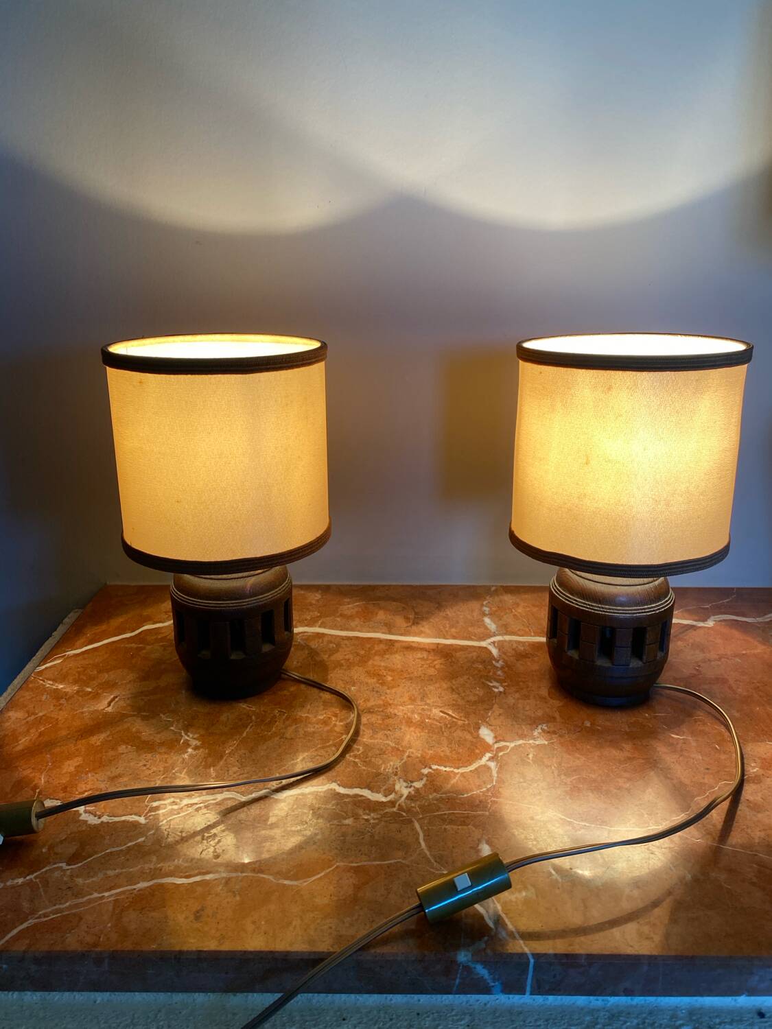 Pair of brutalist bedside lamps
