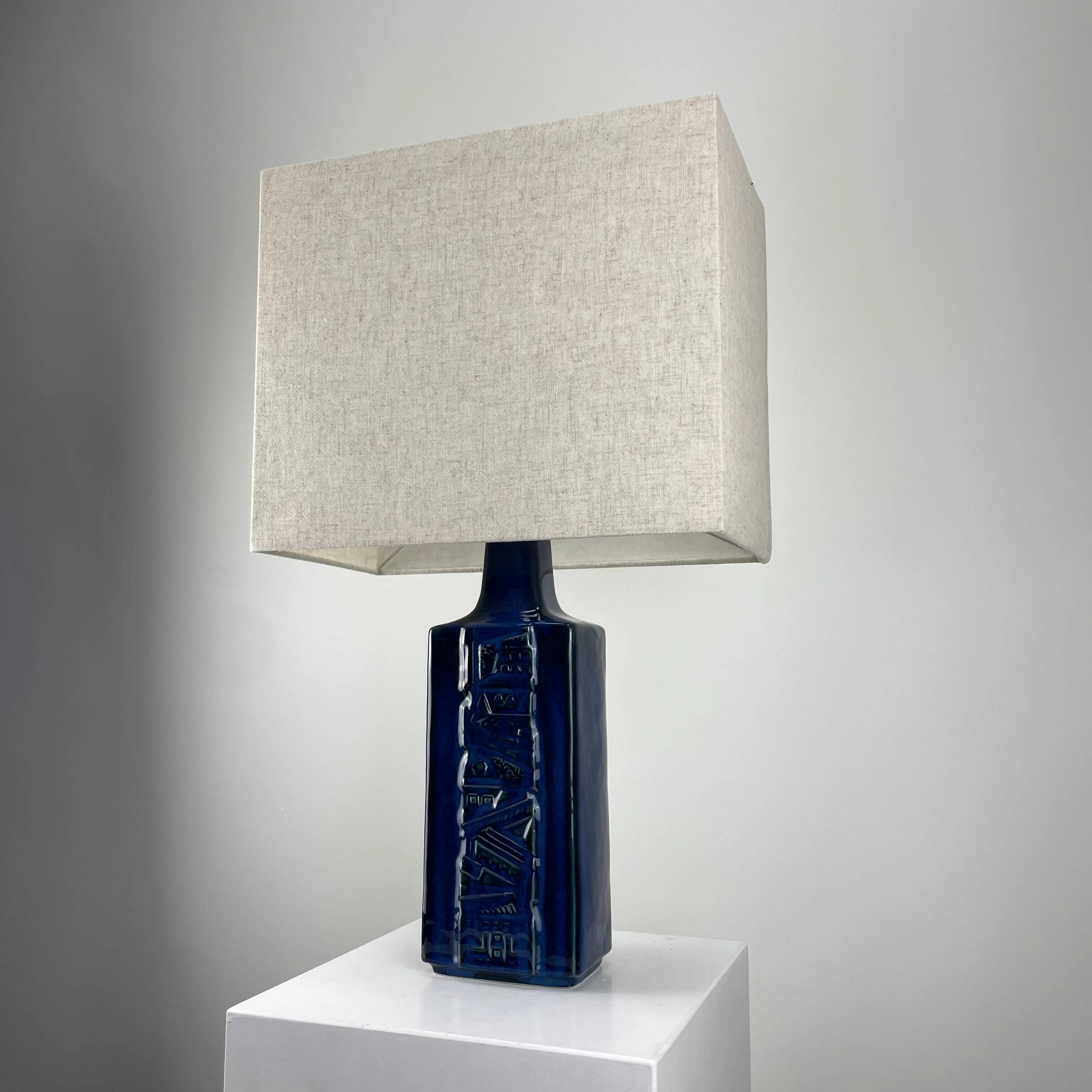 Danish blue ceramic table lamp by Désirée Stentoj, 1960.