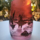 Vase signed Michel with a lakeside decoration.