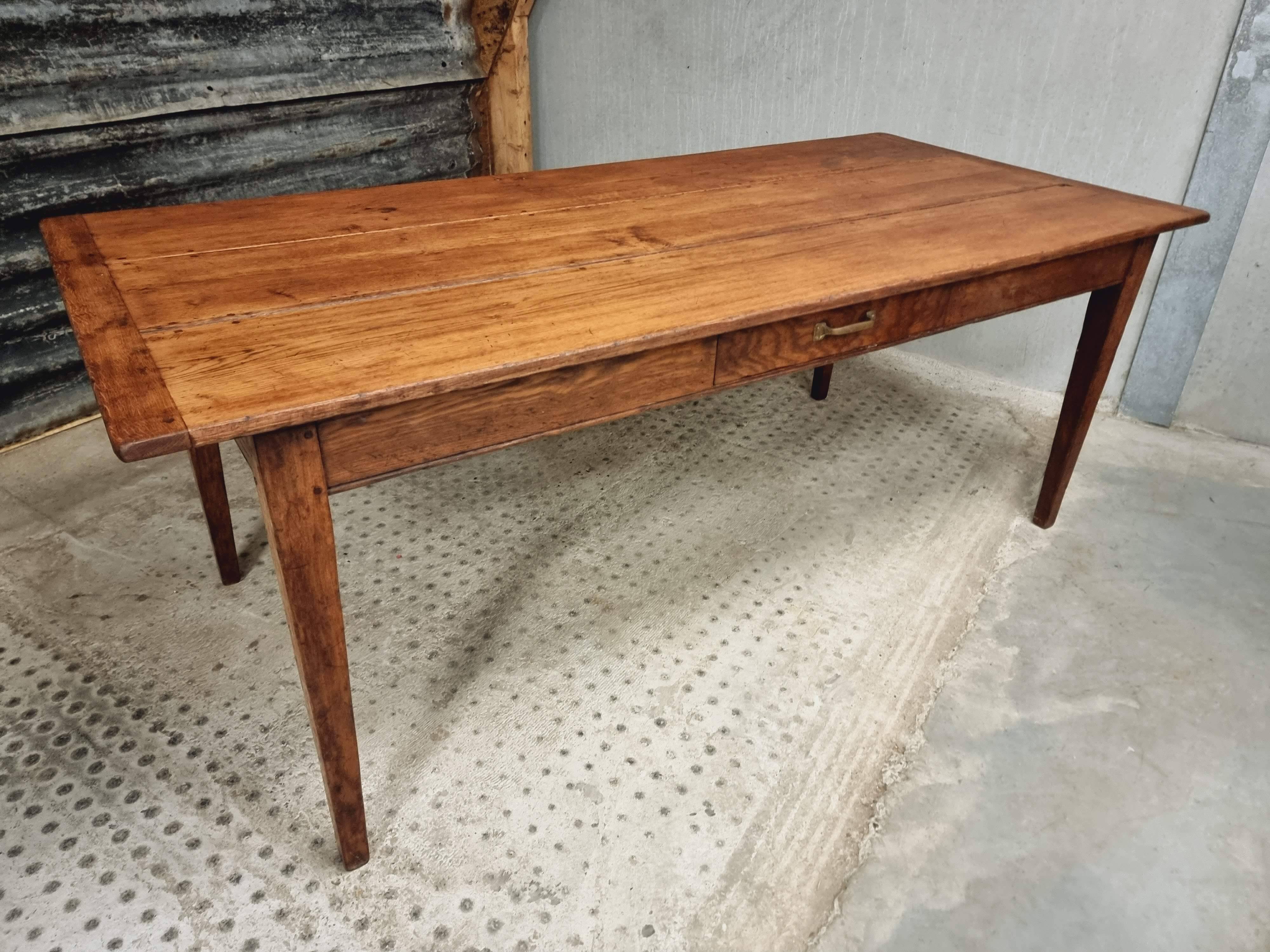 Antique dining table, rural oak table 90 x 200 cm