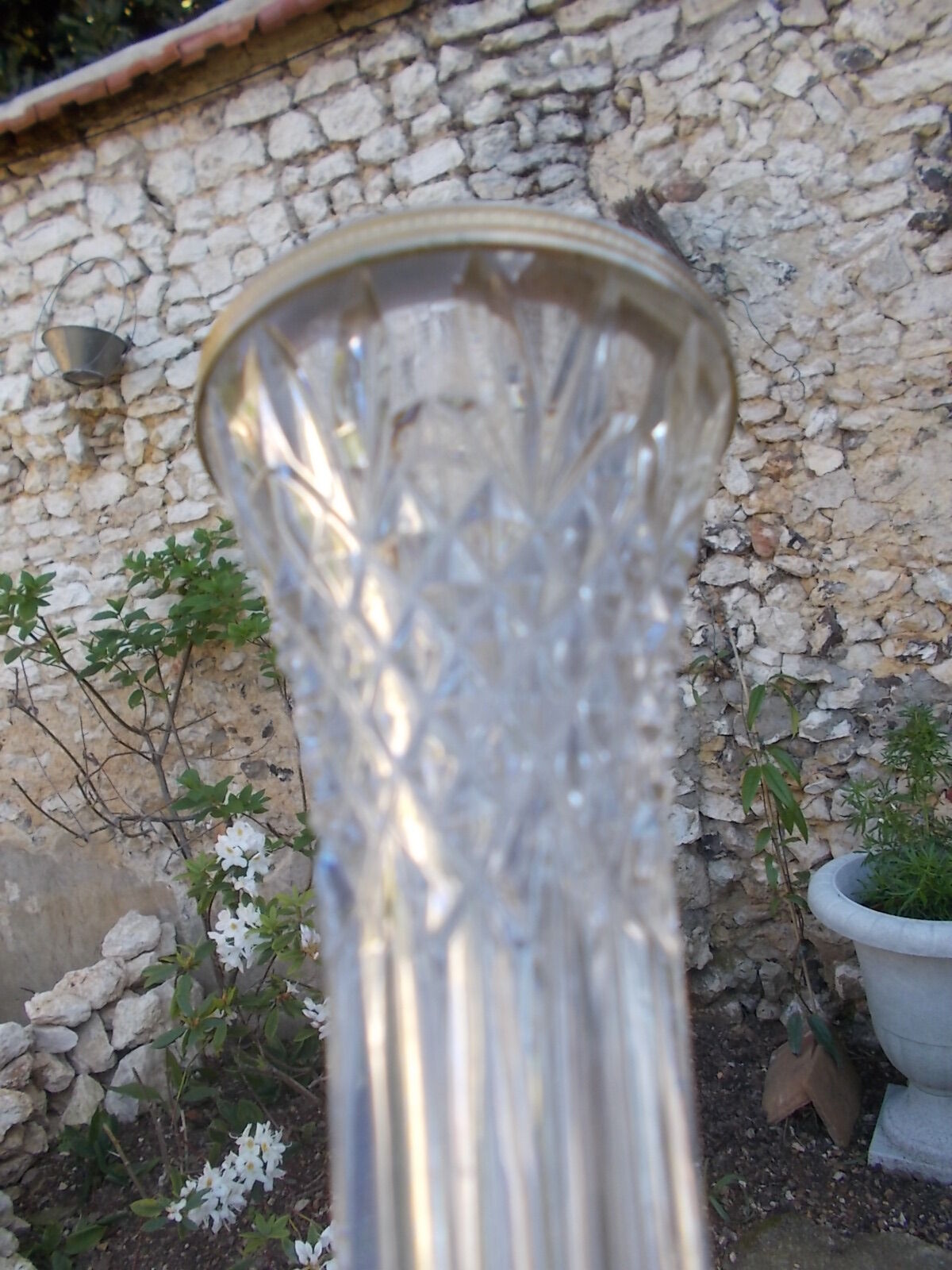 Old vase on molded glass standing