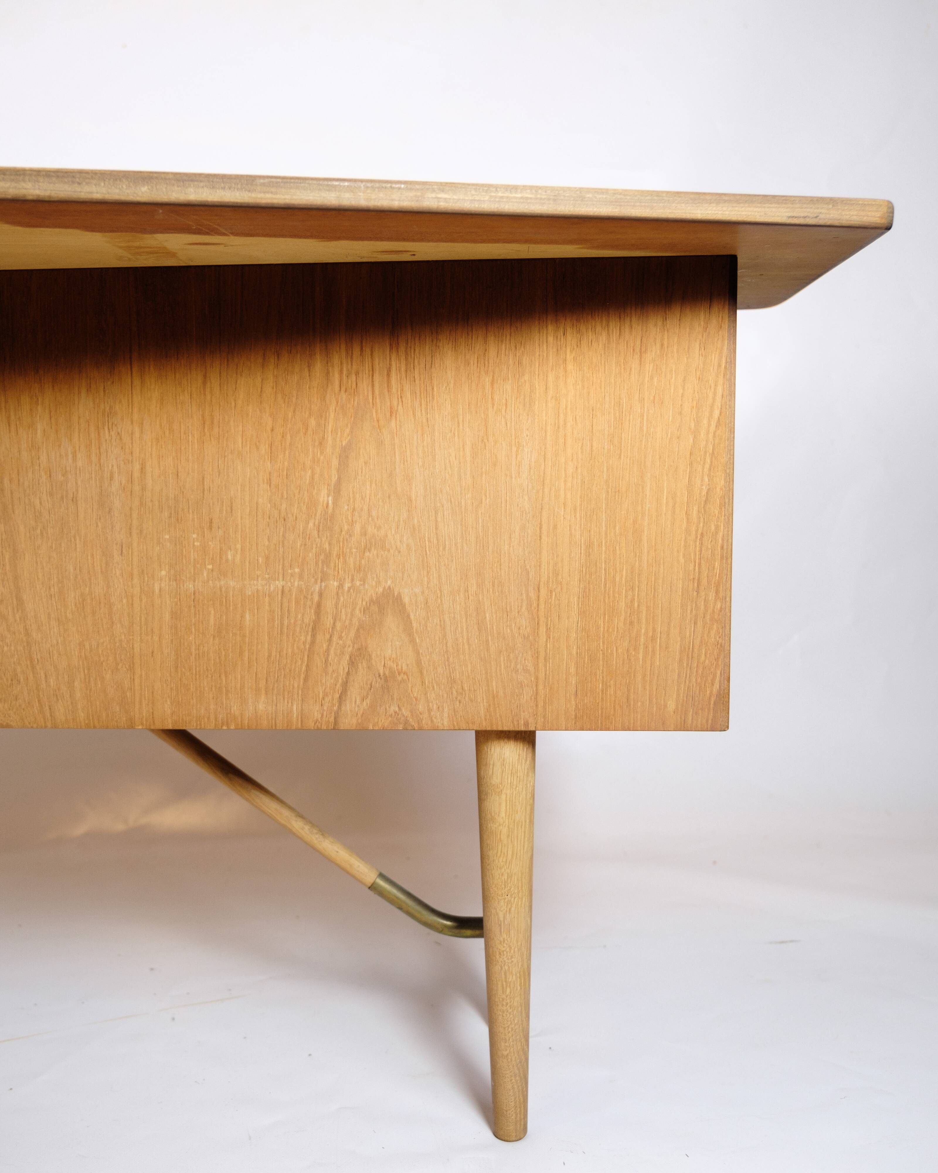 Bommerang Desk Made In Teak & Brass By Peter Løvig Nielsen For Hedensted Furniture From 1960s