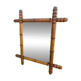 Miroir Ancien mural style bambou Bois Art Déco 1900