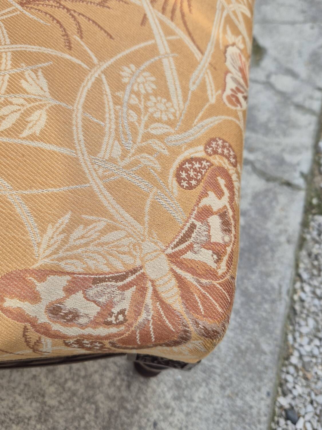 Chaise longue decorated with butterflies in Louis XVI style from the Napoleon III period