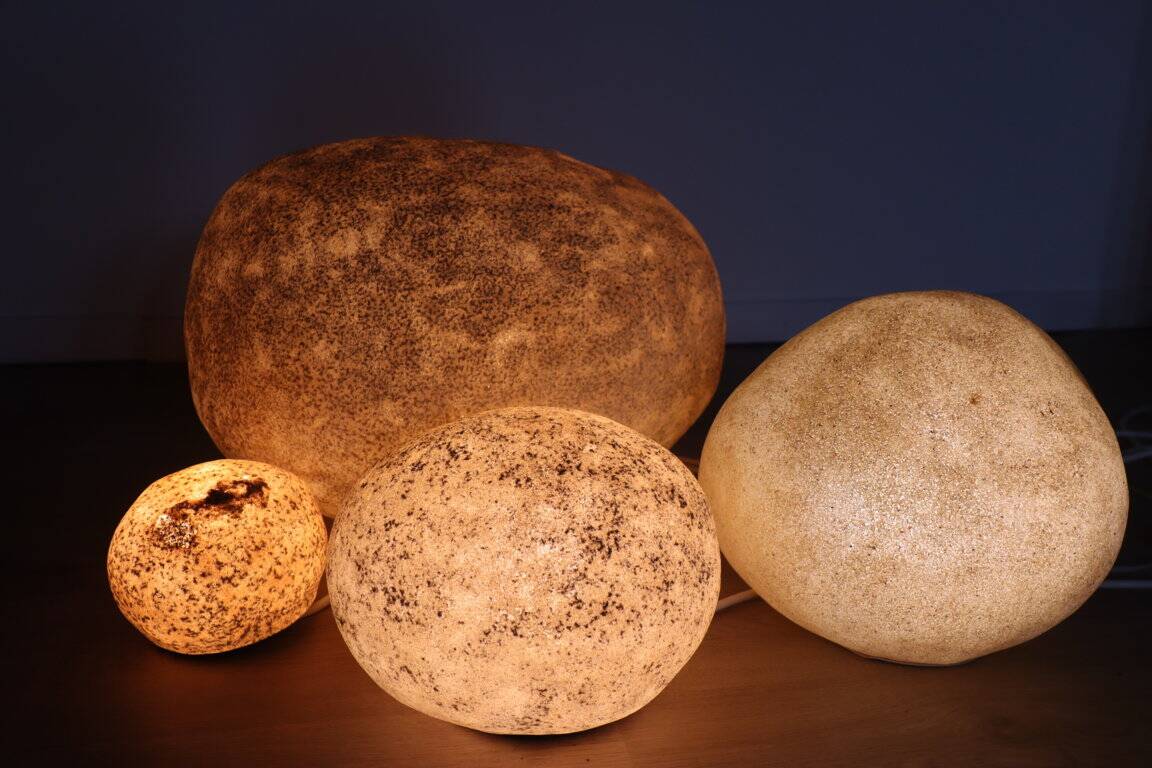 Set of 4 “Dora” model rock lamps by André Cazenave for Atelier A, 1960