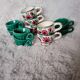 Set of small vintage, flowery and green bowls