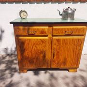Mado wooden buffet, green and black tray, vintage