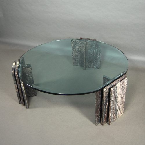 Table basse italienne en marbre et verre