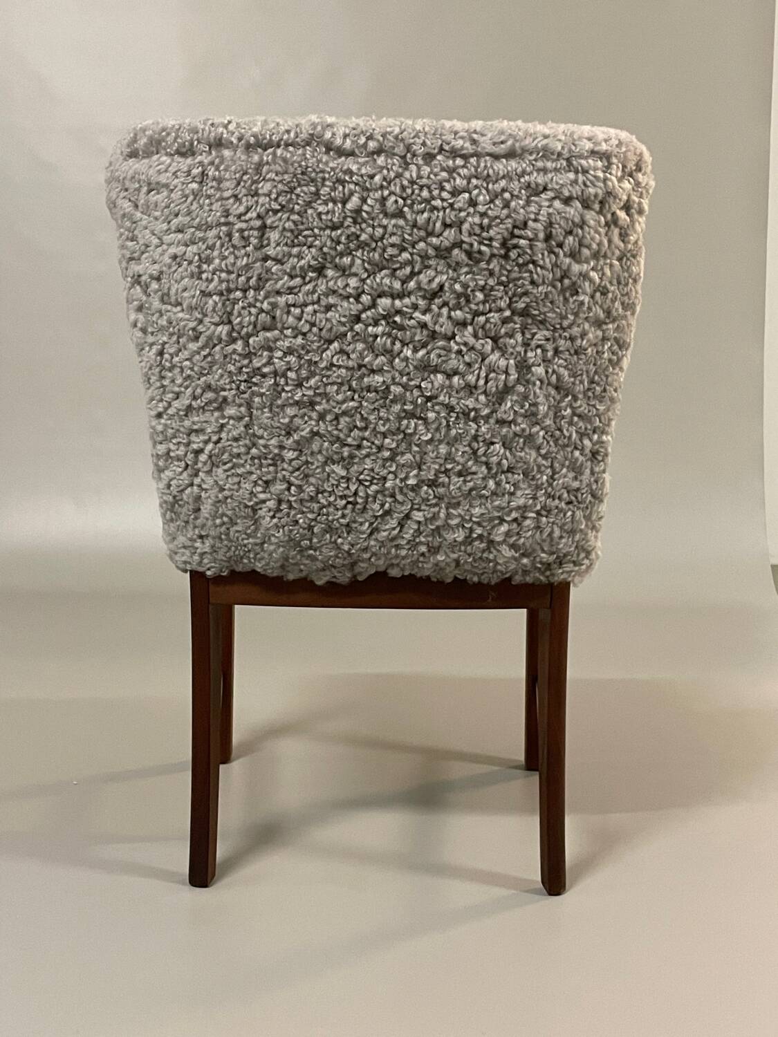 Danish beside chair in grey sheep skin  1940s