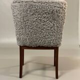 Danish beside chair in grey sheep skin  1940s