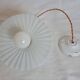 Vintage lampshade pendant light in striped embossed white opaline - circa 1940s