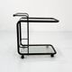 Black postmodern metal and glass serving trolley, 1980
