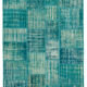 Handmade anatolian overdyed 175 cm x 242 cm turquoise patchwork carpet