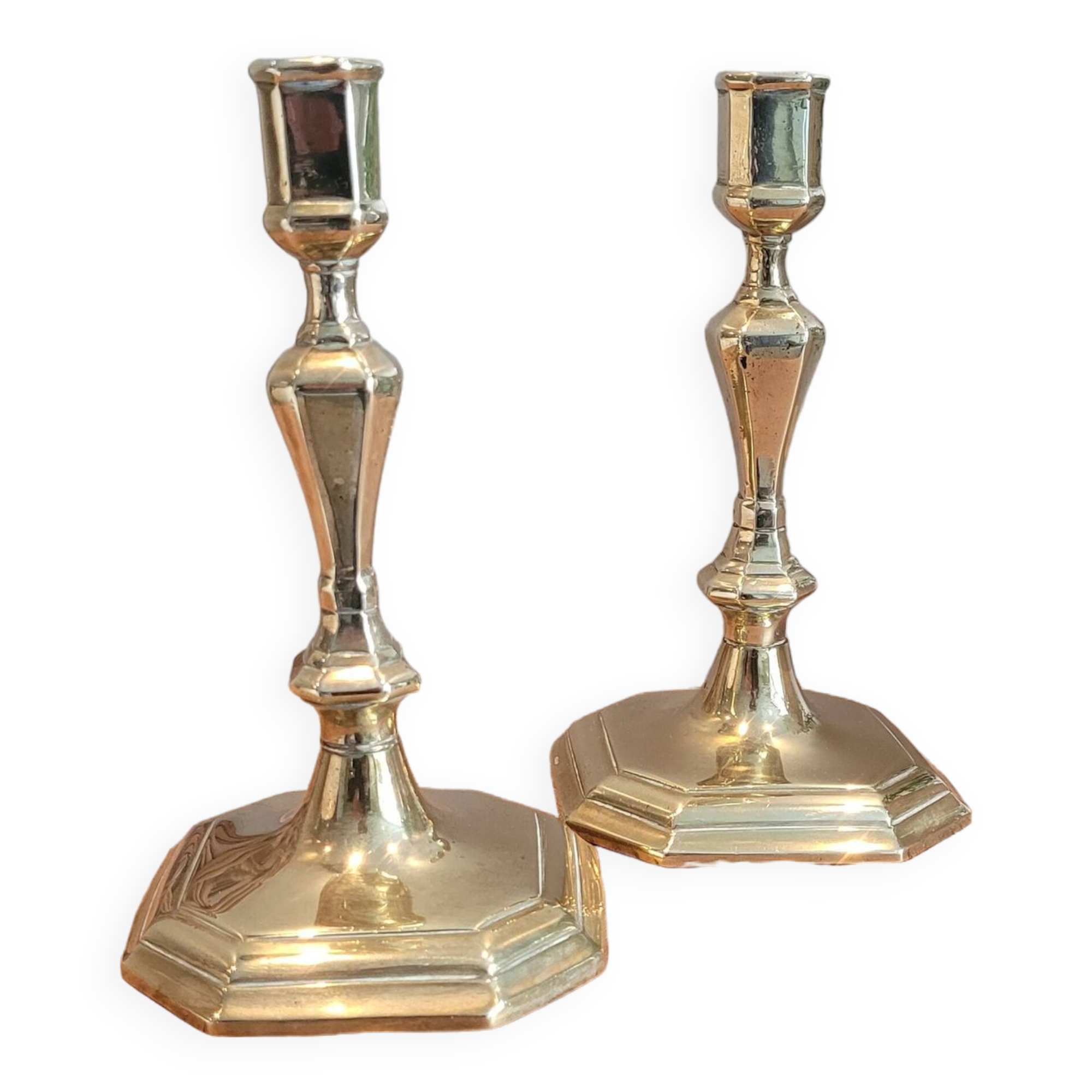 Pair of brass candle holders 03