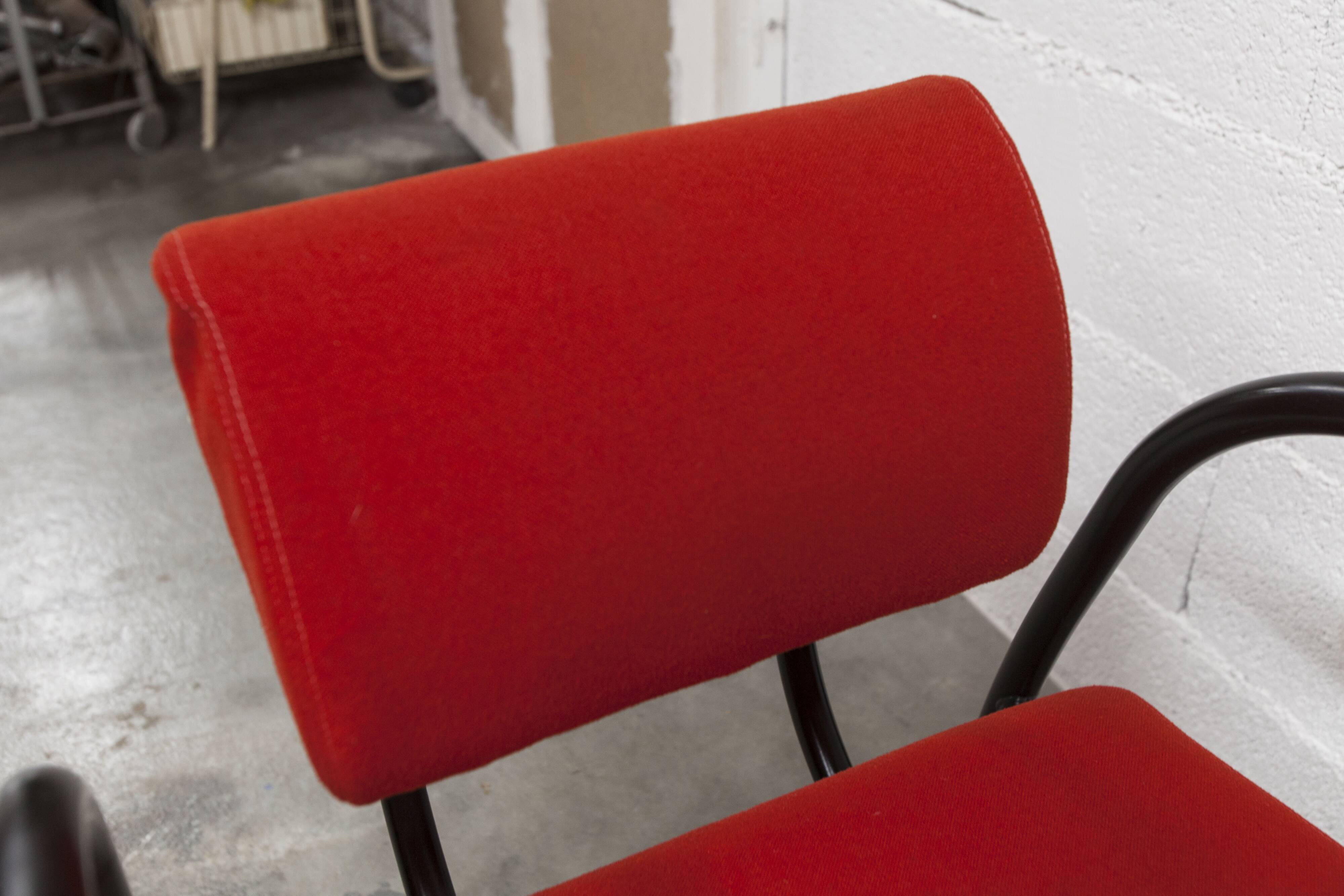 Ensemble canapé et 2 fauteuils design 2001 rouge