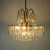 4-tier mid century chandelier with 62 glass tubes 60s