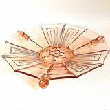 Art Deco pressed molded pink glass fruit bowl Diameter 30 cm.
