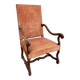 Grand fauteuil  vintage "os de mouton", style Louis XIII, noyer