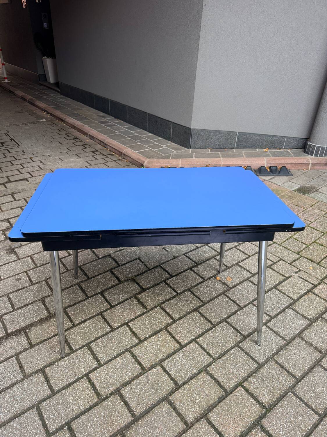 Blue formica table