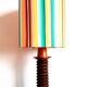 Wooden lamp with striped lampshade