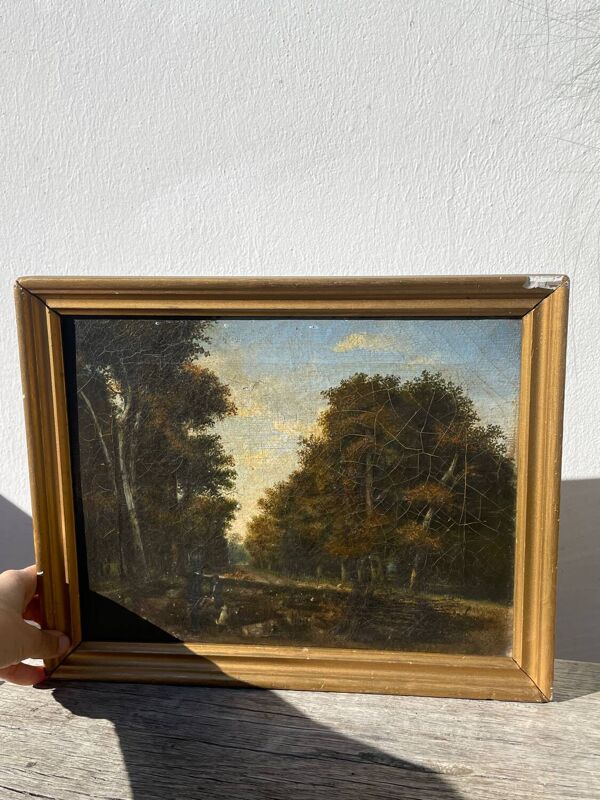 Tableau ancien école de Barbizon signé / huile sur toile signée