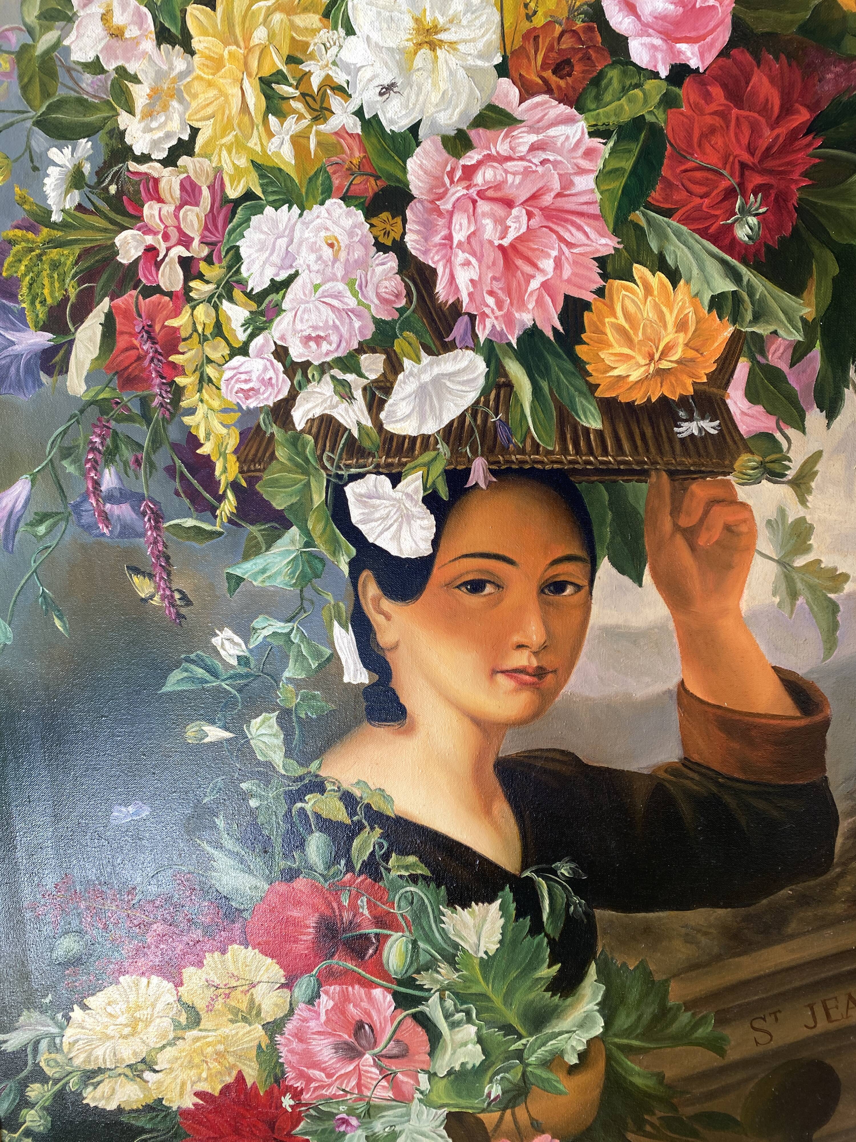 Portrait selling flowers