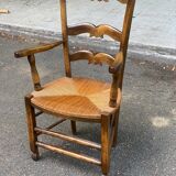 Provencal office chair in solid wood and straw