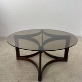 Antique rosewood coffee table with glass top designed by Ingmar Relling for Westnofa, vintage 70s