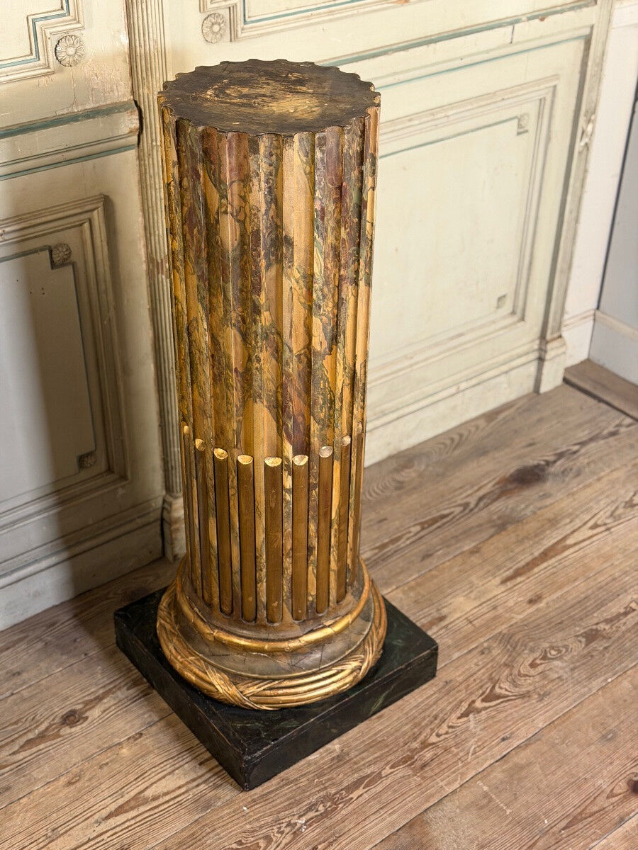 Pair of carved wooden columns in the Louis XVI style, The Crystal Staircase, circa 1880.