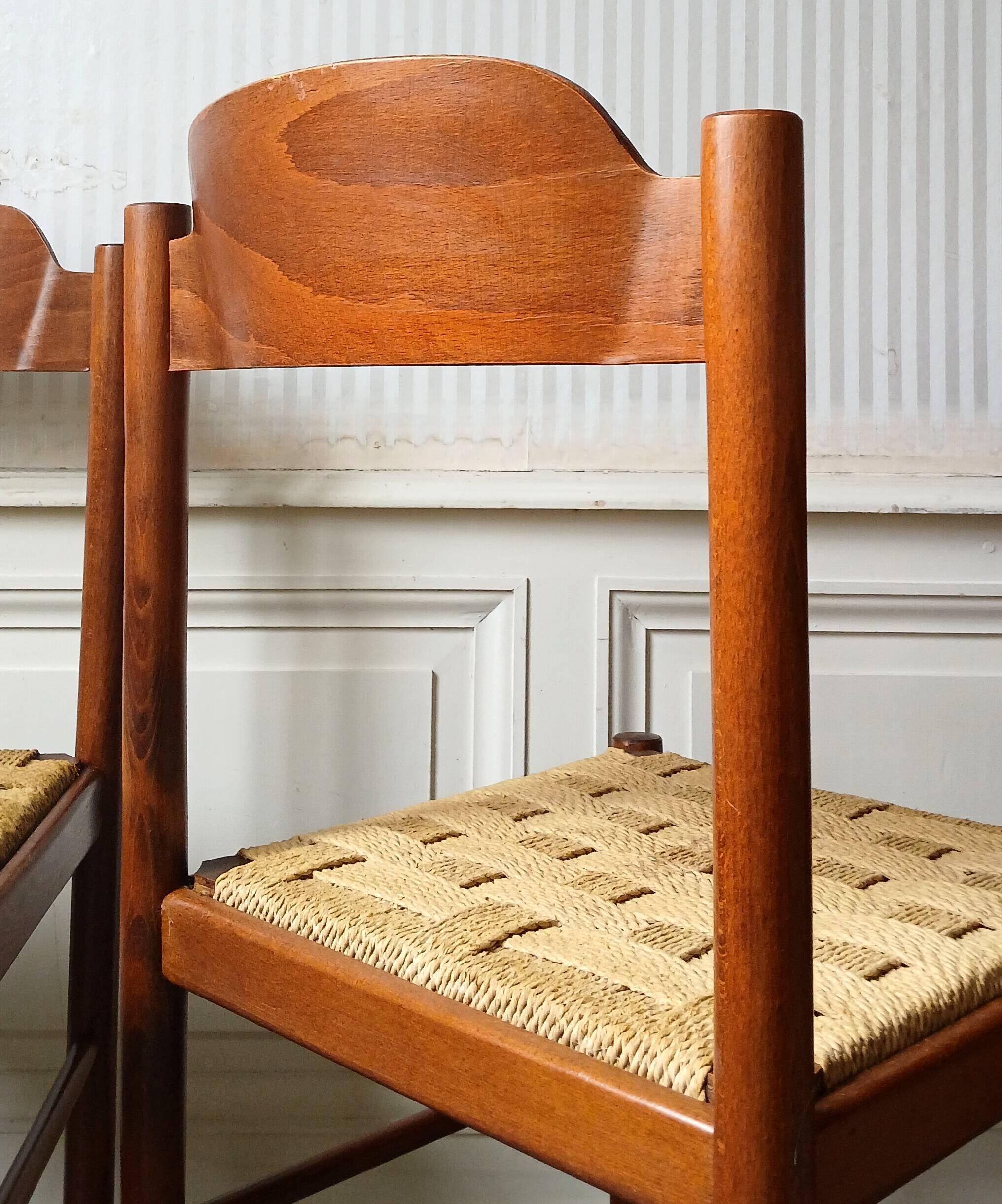 2 "plywood" chairs & braided rope