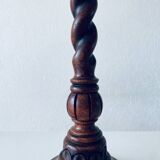Turned wood lamp