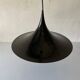 Black metal pendant lamp with trumpet design, 1960s, Italy.