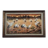 Old oil painting representing a landscape