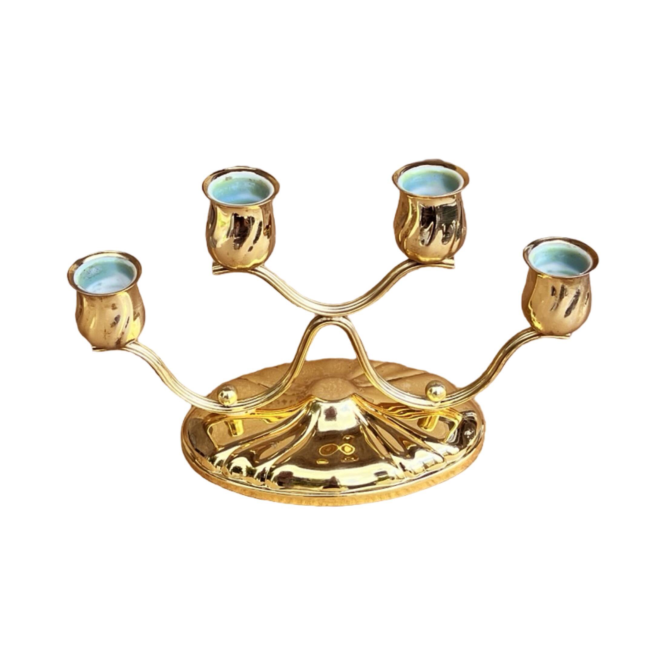 Four-light, gold-plated table candlestick, Germany, 1940s.