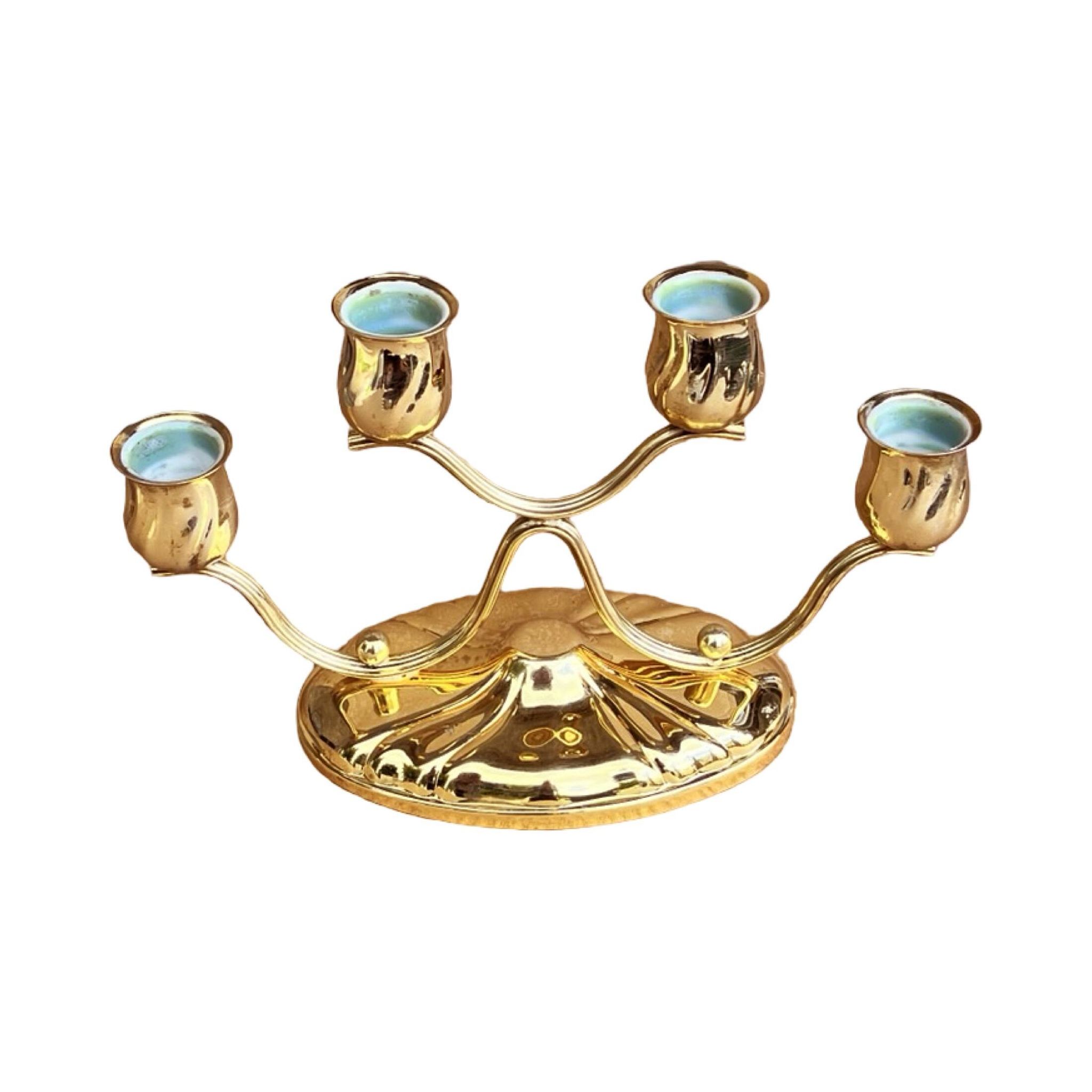 Four-light, gold-plated table candlestick, Germany, 1940s.