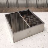 Square stainless steel and glass coffee table, 1970
