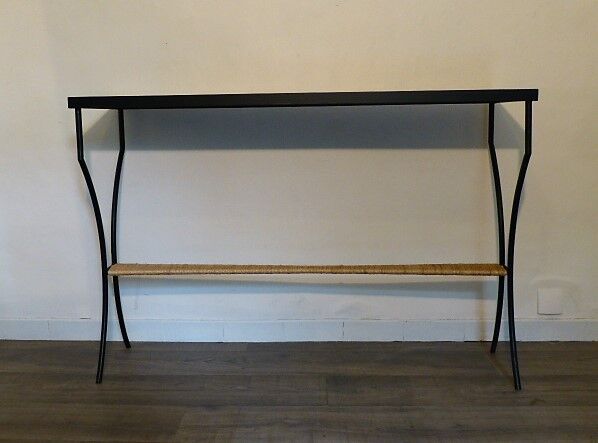 Vintage console in metal and rope