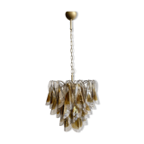 Lustre vintage italien de Murano - Mazzega - 41 "rondini" verre ambré