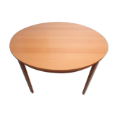 Table ronde ovale scandinave en hêtre avec 2 rallonges