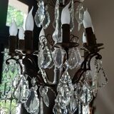 Bronze and Crystal chandelier with 9 fires